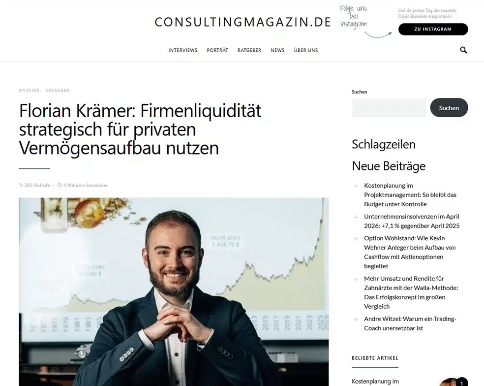 GoldenBenefit in der Consultingsmagazin.de